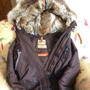 Large Heavy Winter Jacket with Fur Zip Hood